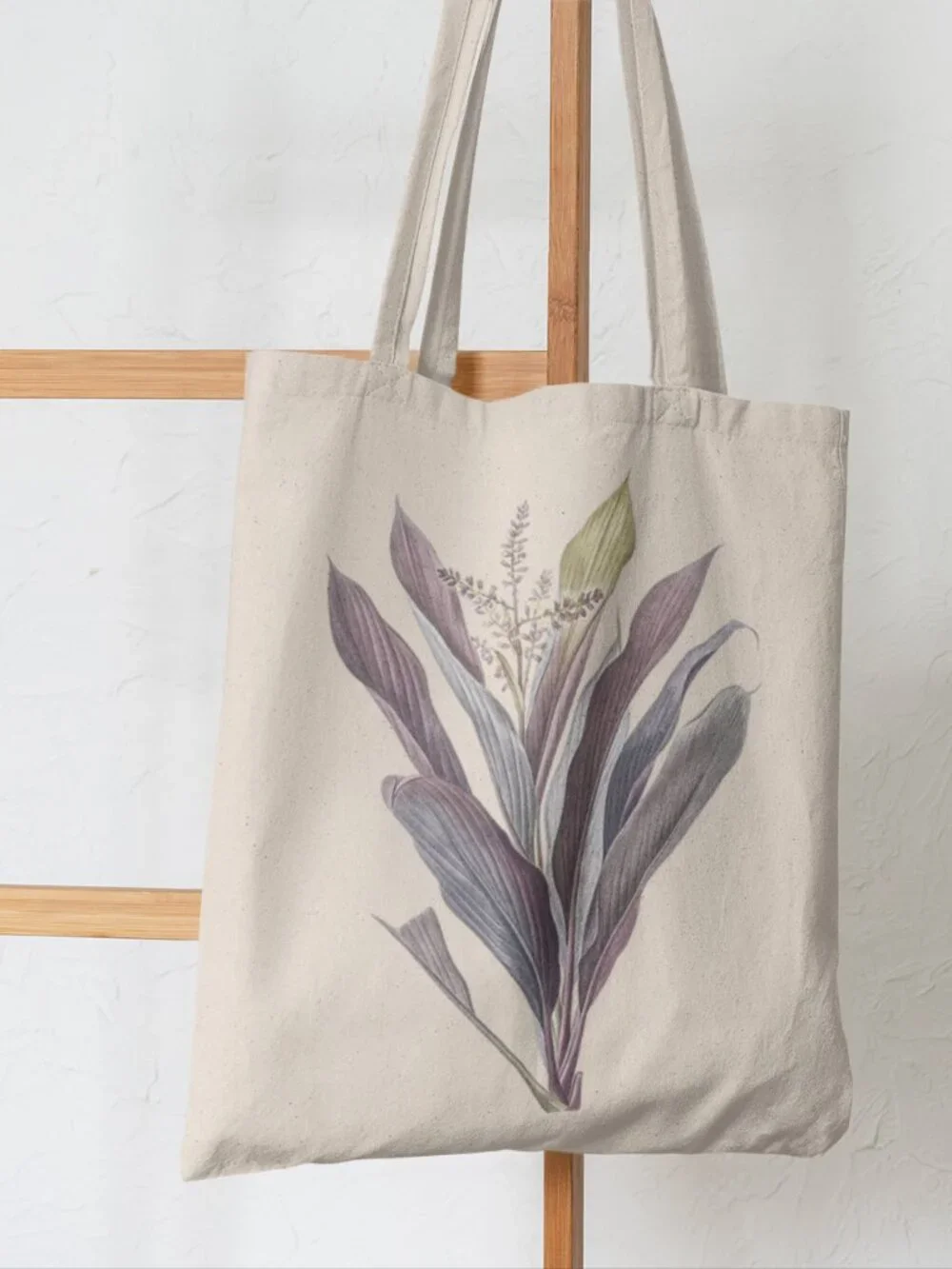 Ti Plant Vintage Floral Print Graphic Canvas Tote Bag